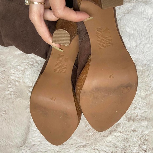 Authentic Vintage Moschino Shearling Furry Knee High Boots Sz 6 - Picture 2 of 4